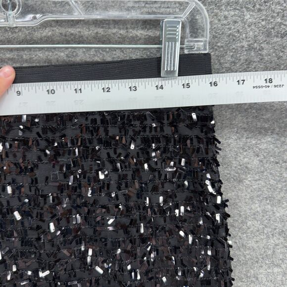 Joe Fresh Skirt Women M Medium Black A-Line Midi Sequin Mid Rise Pull On Casual - Picture 3 of 7